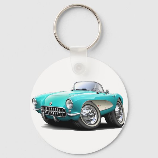 1956-57 Corvette Aqua Car Sleutelhanger (Voorkant)