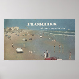 1956 Ad Florida Vacatie. Daytona Beach Scene Poster