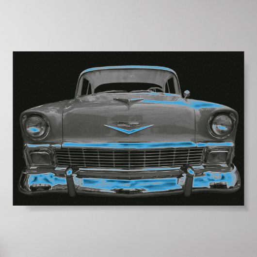 1956 CHEVY "NEON BLUE GLOW" POSTER (Voorkant)