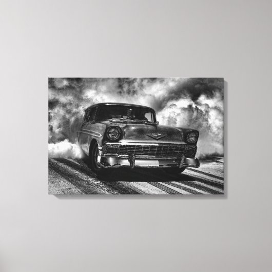 1956 Chevy Tri 5 Nomad Burn Out Canvas Afdruk (Voorkant)