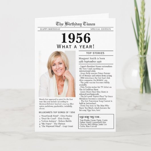 1956 Newspaper Birthday card Kaart (Voorkant)