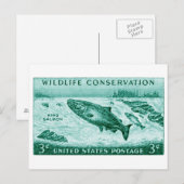 1956 Wildlife Conservation, Salmon Briefkaart (Voorkant / Achterkant)