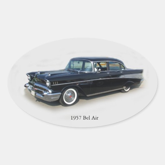 1957 Bel Air 4 Deursticker Ovale Sticker (Voorkant)