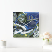 1957 blauwe Chevy Custom-auto, gele nummers Vierkante Klok (Huis)