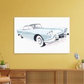 1957 Cadillac met silhouet van de bestuurder binne Canvas Afdruk (Insitu (Woonkamer))