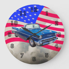 1957 Chevrolet Bel Air met Amerikaanse vlag Grote Klok