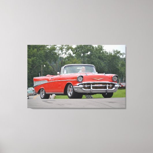 1957 Chevrolet Convertible rood met aangepaste wie Canvas Afdruk (Voorkant)
