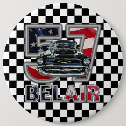 1957 Chevy Bel Air Button. Ronde Button 6,0 Cm (Voorkant)