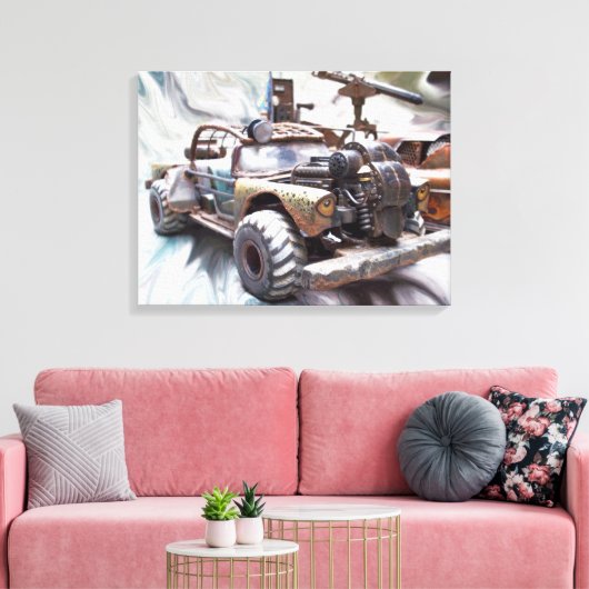 1957 Chevy Bel Air, Classic Apocalptic Rod Car Canvas Afdruk (Insitu (Woonkamer))