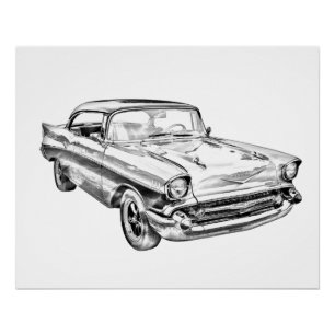 1957 Chevy Bel Air klassieke auto-illustratie Perfect Poster