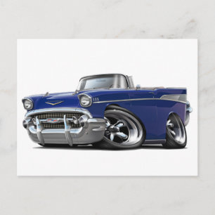 1957 Chevy Belair Dark Blue Convertible Hot Rod Briefkaart