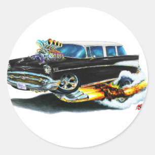 1957 Chevy Nomad Black Car Ronde Sticker