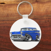 1957 Chevy Nomad Blue Hot Rod Sleutelhanger (Voorkant)
