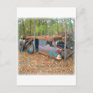 1957 Chevy Nomad Rusting in Wooded Junkyard Briefkaart