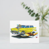 1957 Chevy Nomad Yellow Car Briefkaart (Staand voorkant)