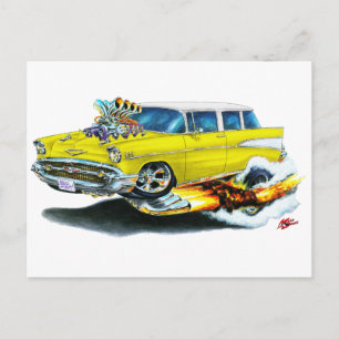 1957 Chevy Nomad Yellow Car Briefkaart