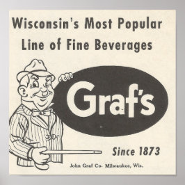 1957 Graf's Beverages ~ Grandpa Graf Poster