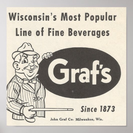 1957 Graf's Beverages ~ Grandpa Graf Poster (Voorkant)