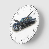 1957 noir 4 porte classique horloge voiture (Angle)