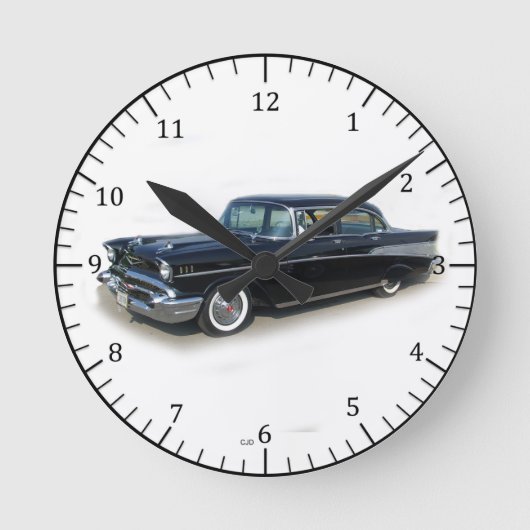 1957 noir 4 porte classique horloge voiture (Recto)