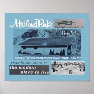 1957 Ontwerpprijs winnaar Mid-Century Modern House Poster