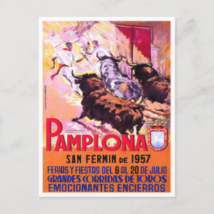 1957 Pamplona Spanje vintage-reis Briefkaart