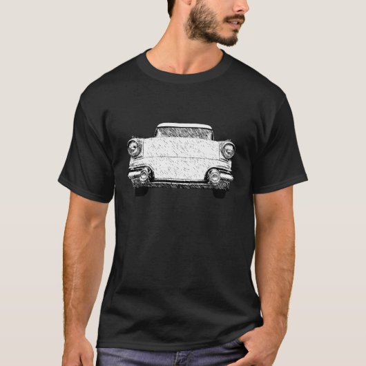 1957 Pontiac Chieftain Sketch Art T-shirt (Voorkant)