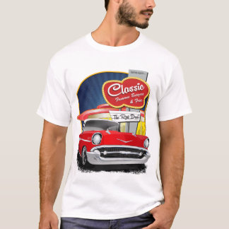 1957 Rood en wit station in Diner Chevy Bel Air T-shirt