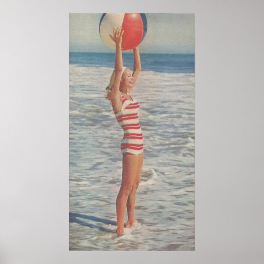 1958 Beach Pinup Girl Poster (Voorkant)