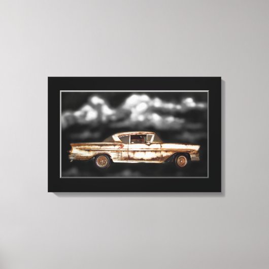 1958 Chevy Bel Air, junkyard auto, klassieke auto, Canvas Afdruk (Voorkant)