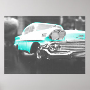 1958 chevy impala helder blauw poster