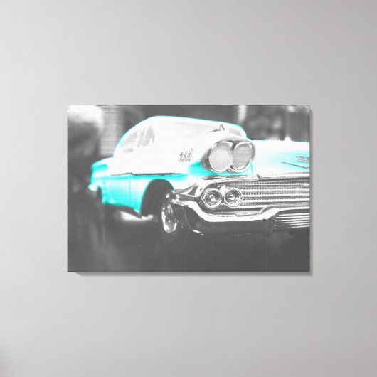 1958 chevy impala helderblauw canvas afdruk (Voorkant)