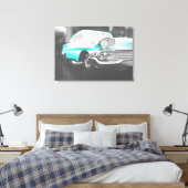1958 chevy impala helderblauw canvas afdruk (Insitu (Slaapkamer))