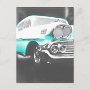 1958 chevy impala helderblauwe klassieker briefkaart