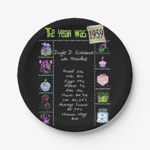 1959 Birthday Trivia Facts Paper Bord