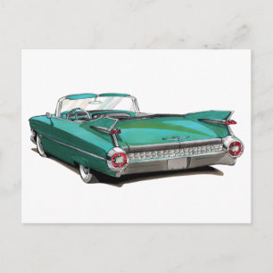 1959 Blauwgroen auto van Cadillac Briefkaart