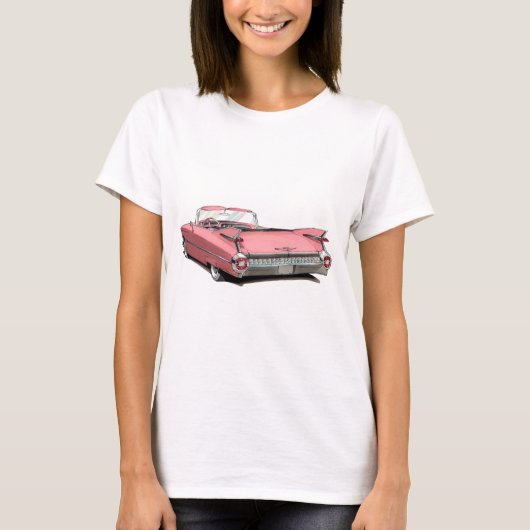 1959 Cadillac Roze auto T-shirt (Voorkant)