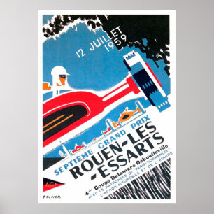 1959 Rouen Les Essarts Grand Prix Automobile Race Poster