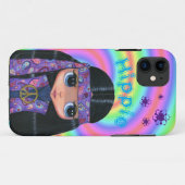 1960, 1970 Paarse Paisley Hippie Chick Big Eyes Case-Mate iPhone Case (Achterkant (horizontaal))