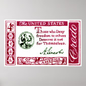 1960 Abraham Lincoln American Credo Poster (Voorkant)