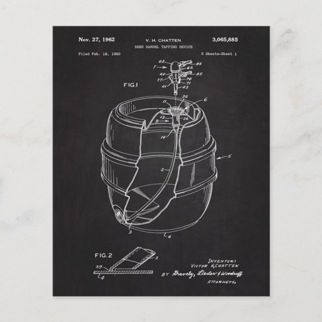 1960 Beer Barrel Patent (Voorkant)