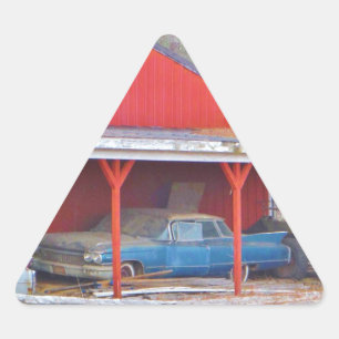 1960 BLUE SADAND DEVILLE Antiek auto Driehoek Sticker