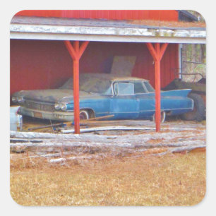 1960 BLUE SADAND DEVILLE Antiek auto Vierkante Sticker