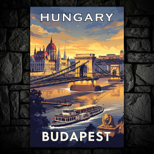 1960 Boedapest, Hongarije Vintage Travel Poster