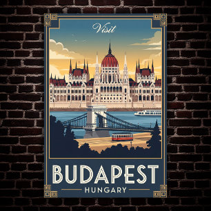 1960 Boedapest, Hongarije Vintage Travel Poster
