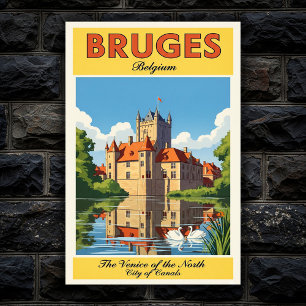 1960 Bruges, Belgique Poster Vintage voyage