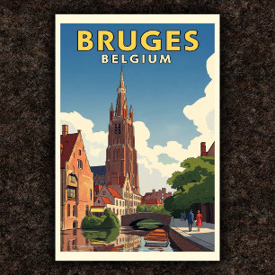 1960 Bruges, Belgique Poster Vintage voyage