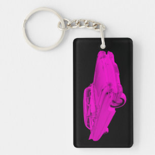1960 Cadillac Luxury Car Pink and Black Pop Art Sleutelhanger