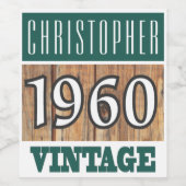 1960 Geboorte Wijn Label Etiket (Enkel label)