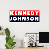 1960 Kennedy Johnson Bumpersticker Poster (Thuiskantoor)